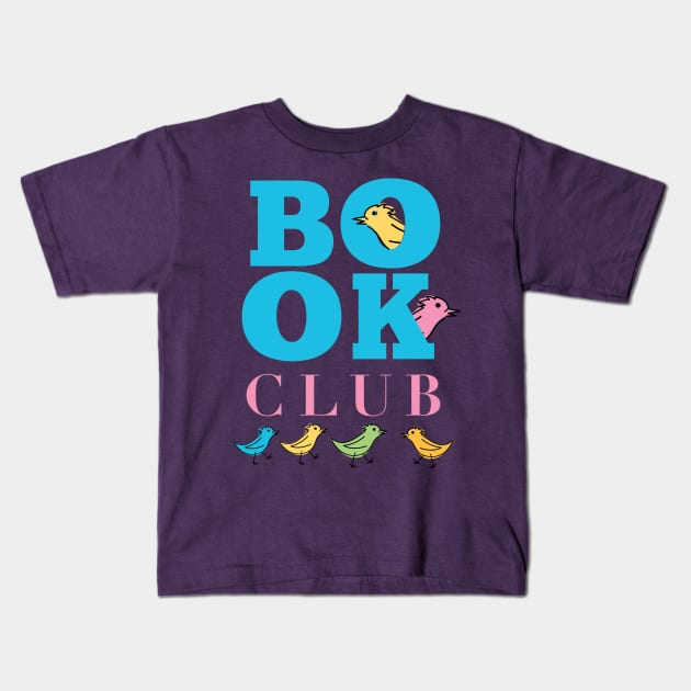 Cute Book Club With Birds Kids T-Shirt by SWON Design